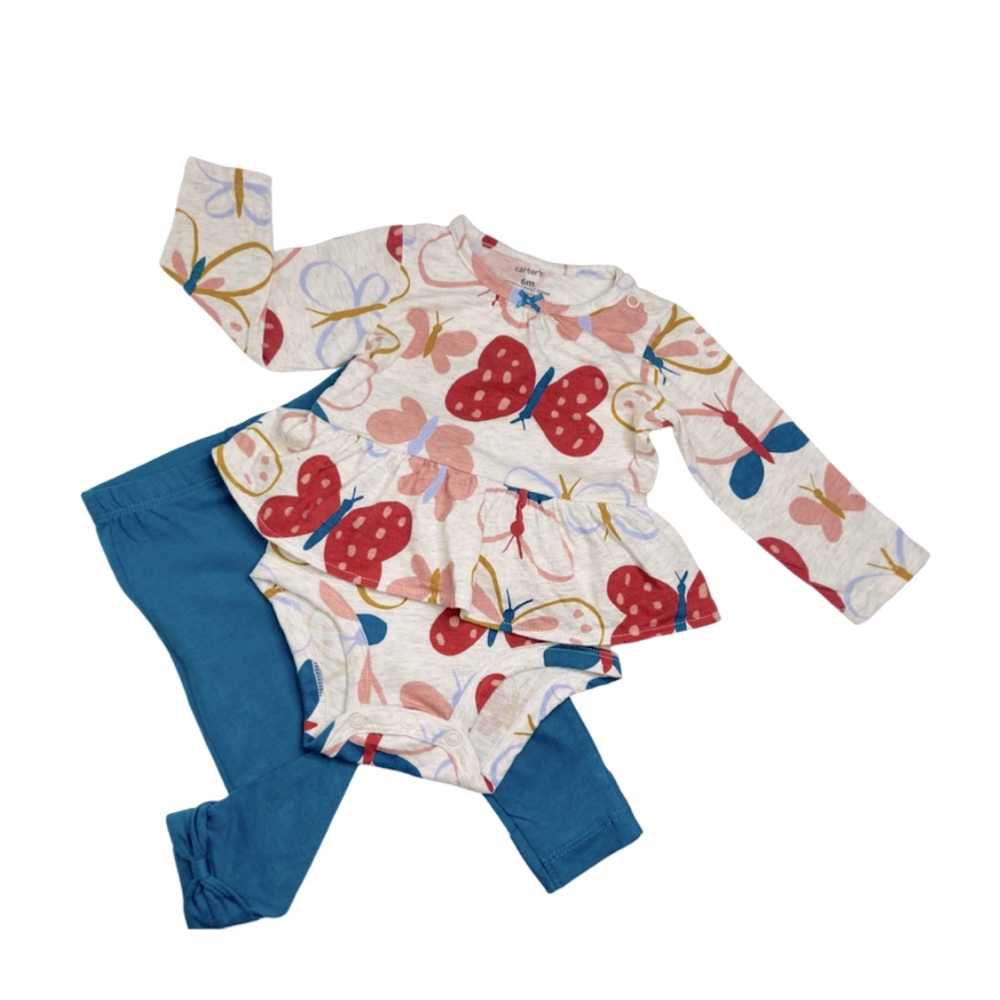 2 pieces long sleeve butterfly pattern and Electric Blue Color pants 6.mos